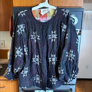 Ace & Jig Dark Button Down Shirt with Star Pattern